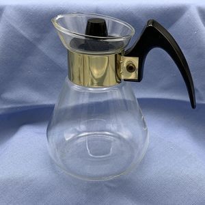 Vtg MCM Corning Ware Small Heat Proof Glass Coffee Carafe Tea Pot 2 Cups Clear